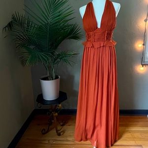 ASOS Pleat Bodice Maxi Dress in Rust